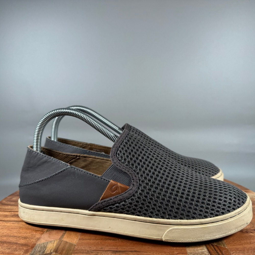 OluKai Pehuea Women 8 Charcoal Grey Mesh Slip On‎ Sneakers 20271-PVPV